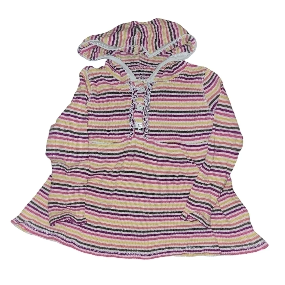 5/$25 Old Navy size 2T long sleeve striped top with hood and button accents